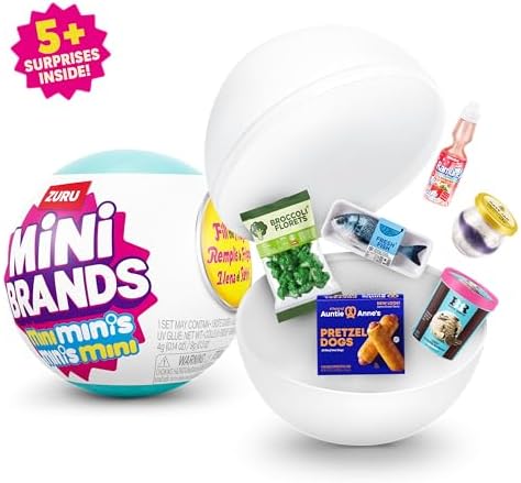 Detailed view of opened blind box capsules revealing surprise miniature grocery toy replicas