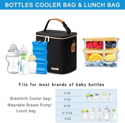 Black insulated breastmilk bag with shoulder strap