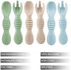 Close-up of PandaEar silicone infant spoon emphasizing the shallow bowl design and gentle soft-tip edge.