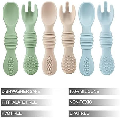 Close-up of PandaEar silicone infant spoon emphasizing the shallow bowl design and gentle soft-tip edge.