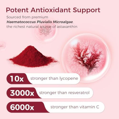 Plant based 12mg astaxanthin capsules by AiVital showcasing the two month supply duration