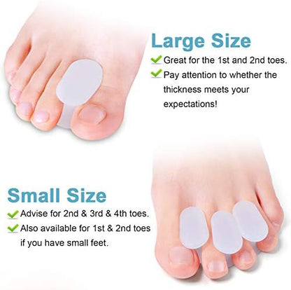 Close up of 1/2 inch thick silicone toe spacer for bunion relief