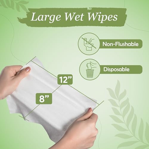 ProHeal disposable incontinence washcloths dimensions showing twelve by eight inches
