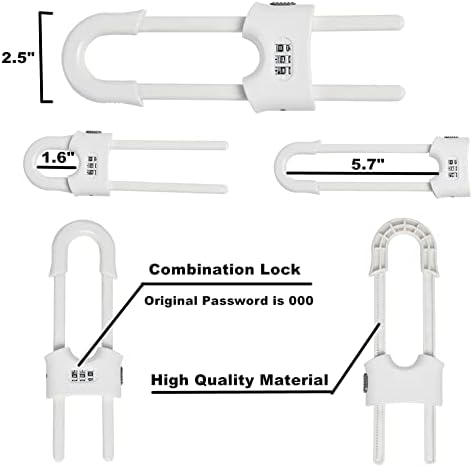 Honesecur white safety locks on kitchen cabinet handles