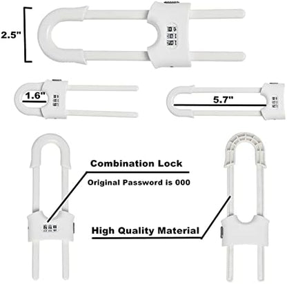Honesecur white safety locks on kitchen cabinet handles