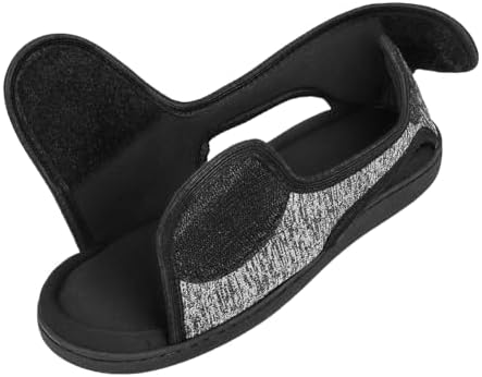 Adjustable hook and loop closures on ITODA wide fit medical footwear.