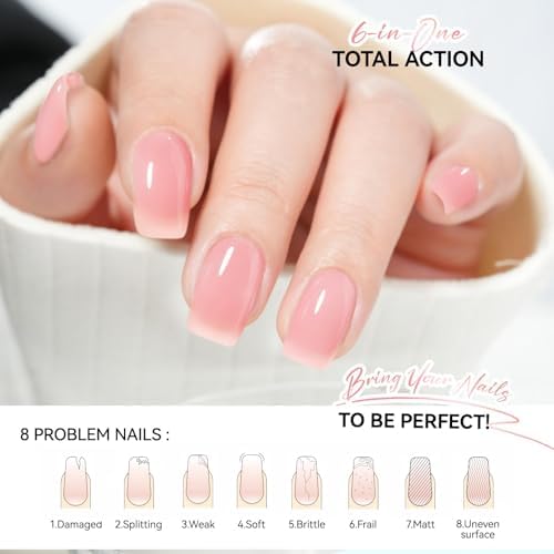 Gelike Ec pink tinted nail strengthener bottle close up