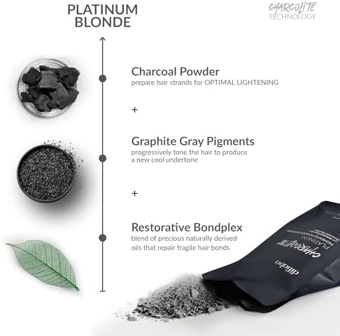 Difiaba Charcolite Platinum Pigmented Powder Lightener back panel displaying detailed usage instructions and ingredients