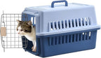 Generic airline travel pet kennel side view highlighting ventilation windows