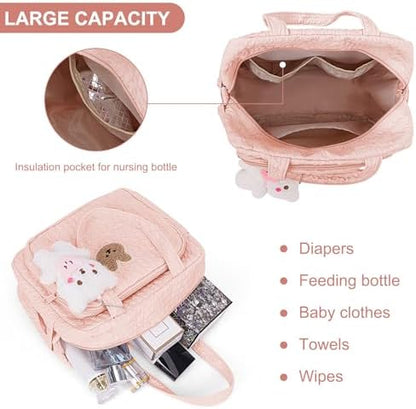 Side profile of Lushandy cute diaper bag for girls