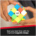Rubik's magnetic three by three cube showcasing the durable gloss plastic tiles.