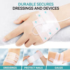 Hypoallergenic first aid tape being applied to secure a wound dressing