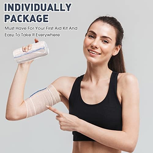 Durable polyester compression bandage being applied to an ankle for sprain relief.