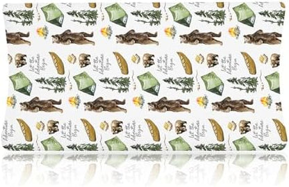 Baby changing pad cover styled in a modern nursery setting