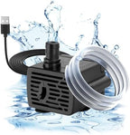 DaToo DC 5V aquarium pump with included 1 meter tubing and USB power cable.