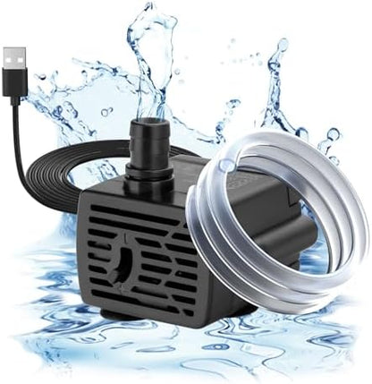DaToo DC 5V aquarium pump with included 1 meter tubing and USB power cable.