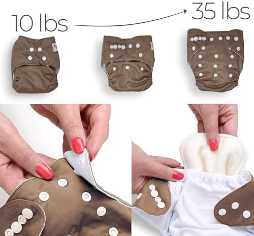 Nora's Nursery Cloth Diapers 7 Pack with 7 Inserts & 1 Wet Bag - Waterproof Cover, Washable, Reusable & One Size Adjustable Pocket Diapers for Newborns and Toddlers - Sunshine & Rainbows - Image 5