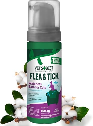 Vet's Best no-rinse dry shampoo foam for feline pest control