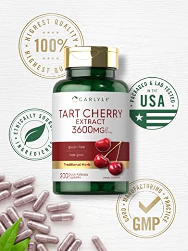 Carlyle 200 count tart cherry extract capsules container back panel