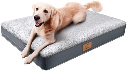 Sunheir Orthopedic Dog Bed for Large Dogs - Big Waterproof Dog Crate Bed with Removable Washable Cover, Egg Crate Foam Support, Anti-Slip Bottom, Deluxe Plush Pet Bed Mat (Grey) - Image 2