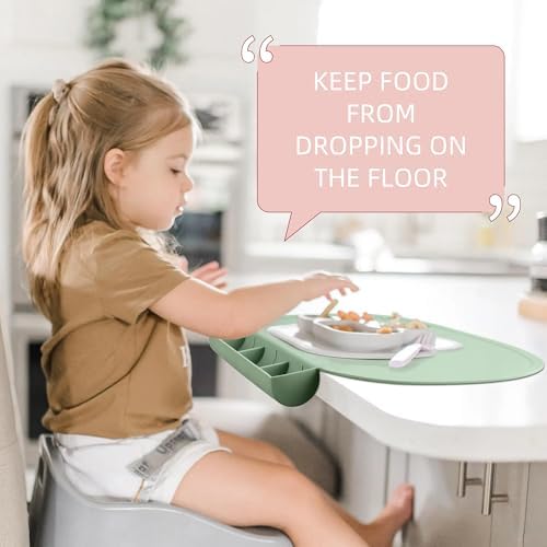 Sallurna baby dining mat adhering securely to a smooth restaurant table surface to prevent slips