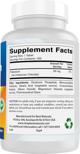 Authentic USA imported Best Naturals Potassium Chloride bottle for daily mineral replenishment