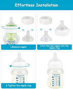 Authentic USA imported baby bottle accessory packaging showing clear compliance and safety certifications.