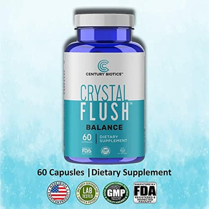 Close up of 60 capsules container for Crystal Flush foot repair treatment.
