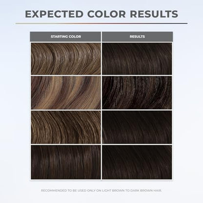 XMONDO Color 5N deep conditioning espresso brown gloss treatment being applied to hair section for repair.