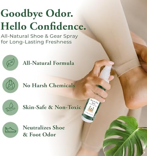 Foot Sense Foot Spray bottle showing natural eucalyptus and cinnamon ingredients.