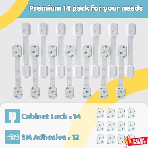 Authentic USA imported baby proofing kit pieces spread out on a table