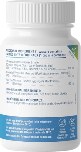 Back label of UROX Junior nocturnal enuresis supplement with detailed herbal ingredient facts
