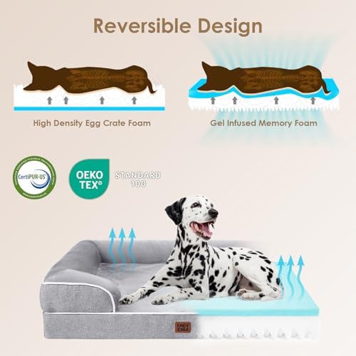 EHEYCIGA Orthopedic Dog Beds for Extra Large Dogs 44x32Inch, Waterproof Memory Foam XL Pet Bed with Sides, Non-Slip and Egg-Crate Foam Big Dog Couch Bed with Washable Removable Cover, Grey - Image 5