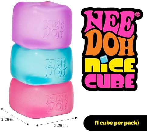 Side view of Schylling NeeDoh Nice Cube highlighting the ice cube translucent effect.