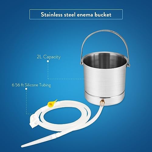 Smokitcen 2 Quart enema bucket with silicone tubing and flow control valve.