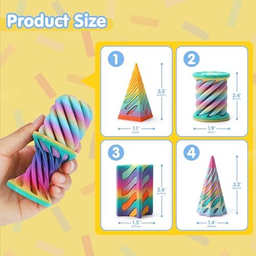 Pastel color 3D printed spiral pyramid fidget toy