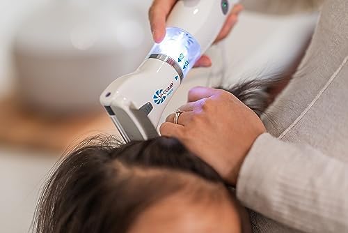 Electrical lice suction comb with stainless steel teeth for nit removal.
