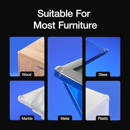 Close up of UXU furniture edge safety bumper on table