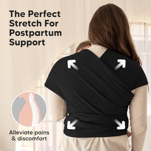 KeaBabies toddler carrier sling showing proper hip positioning and secure tie closure