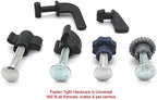 Side angle view of the three distinct bolt lengths included in the universal kennel repair kit.