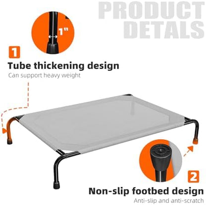 Simple Trending Raised Dog Bed for Large Dogs, Waterproof XL Dog Cot, Outdoor Cooling Elevated Pet Bed Load 200lb, 47.75" x 30.5", Grey - Image 6