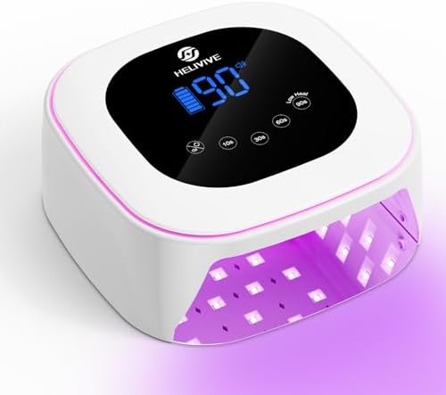 Helivive 80W nail dryer showing pink ambient light ring feature