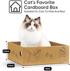 AGYM indoor cat scratcher lounge box highlighting the protective outer frame designed to collect cardboard debris.