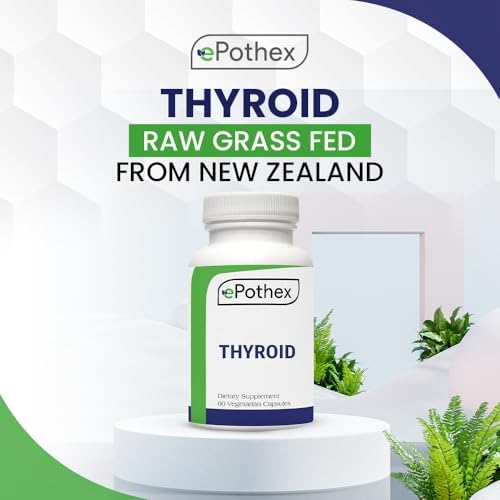 EPOTHEX Raw Grass Fed Desiccated Bovine Thyroid 60 capsules front bottle view for metabolism support
