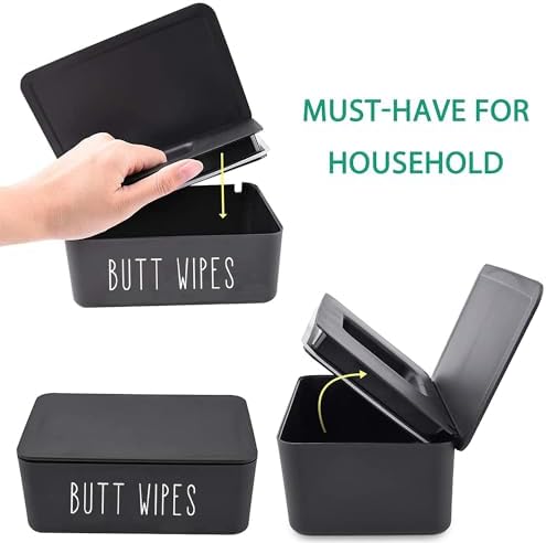 Black bathroom wipes holder size dimensions view