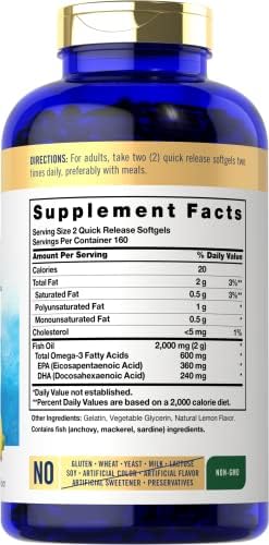 Carlyle Omega 3 supplement supplement facts label showing EPA and DHA quantities