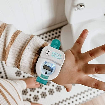 Close up view of the digital timer interface on the Potty Time blue training band