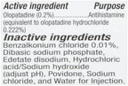 Leader once daily antihistamine eye drops side panel showing drug facts and instructions.