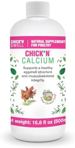 Liquid calcium for chickens showing the clear fluid ounce measurement on packaging.