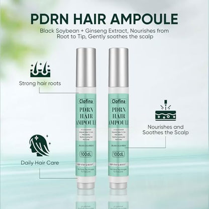 Authentic USA imported hair ampoule with Centella Asiatica ingredient layout for root strengthening